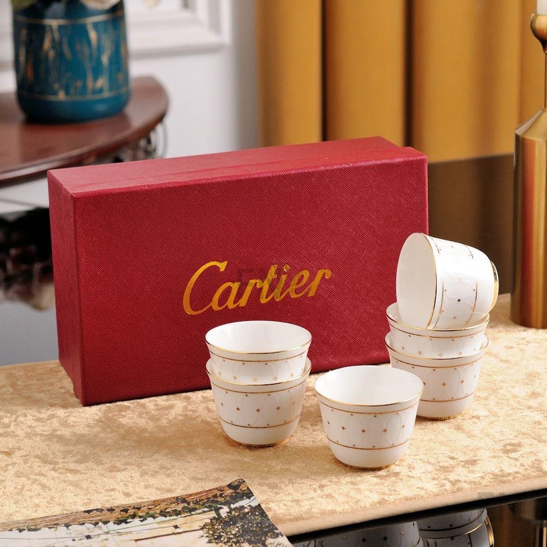 Cartier Porcelain Arabic 6 Cups Set  - Cartier Arabic Coffee | Aleppo Gift UAE
